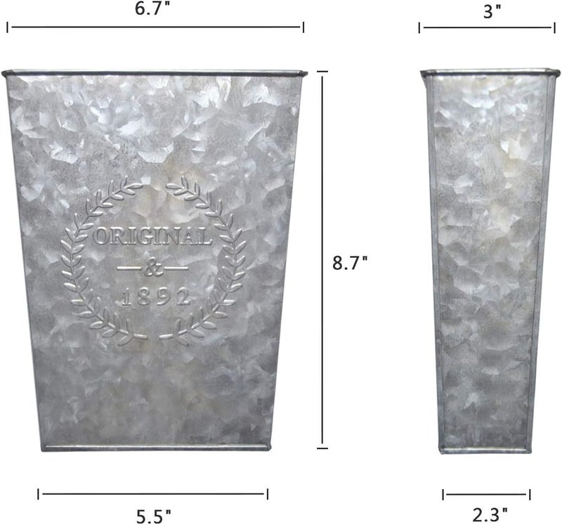 LESEN Galvanized Metal Wall Planter,Farmhouse Wall Decor Hanging Wall Vase Pocket Planters Flowers Holder Country Rustic Home Wall Decor,Set of 2 - Image 4